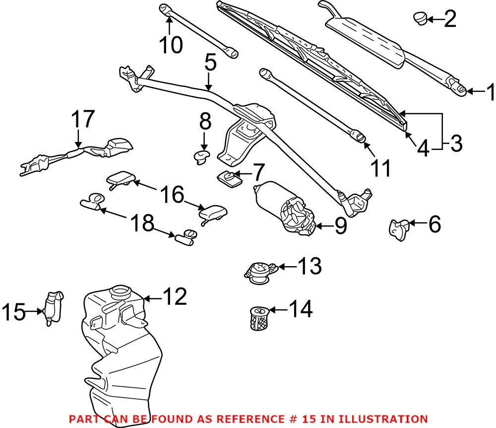 Genuine VW/Audi 1K5955651 - Back Glass Washer Pump