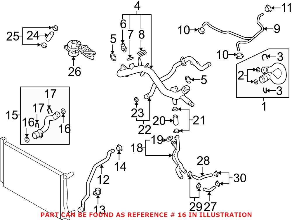 Genuine VW/Audi 4E0121666 - Radiator Coolant Hose Seal