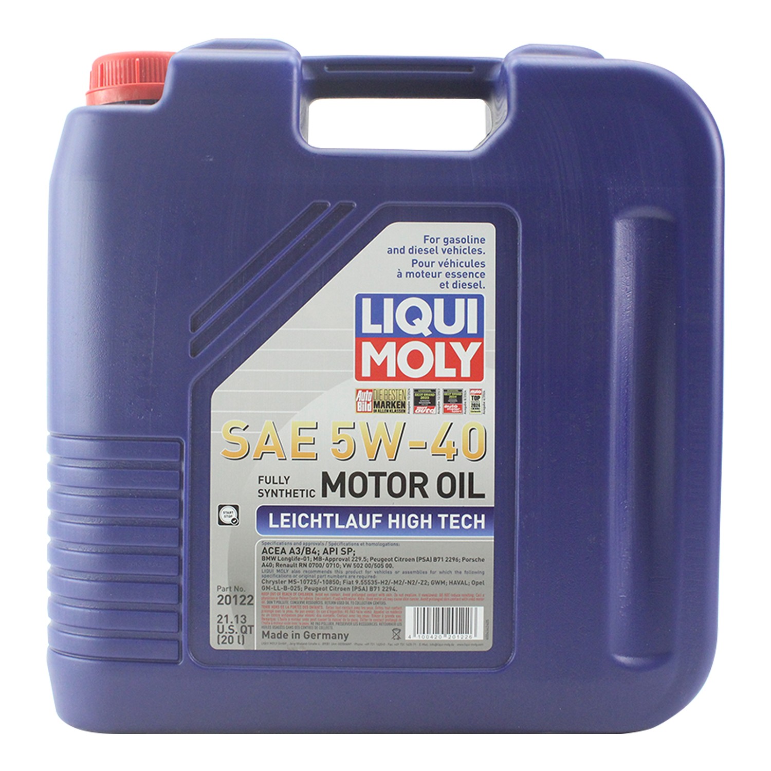 Liqui Moly 20122 Engine Motor Oil - Leichtlauf High Tech 5W-40 (20 L)