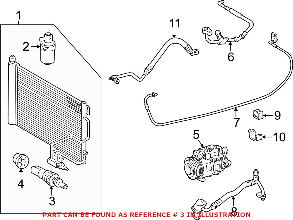 Genuine Mercedes-Benz 203821159207 - A/C Refrigerant Pressure Sensor