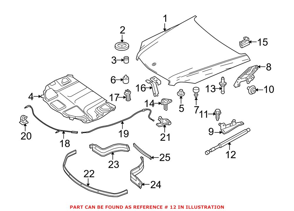 Genuine Mercedes-Benz 2049800564 - Hood Lift Support (Left)
