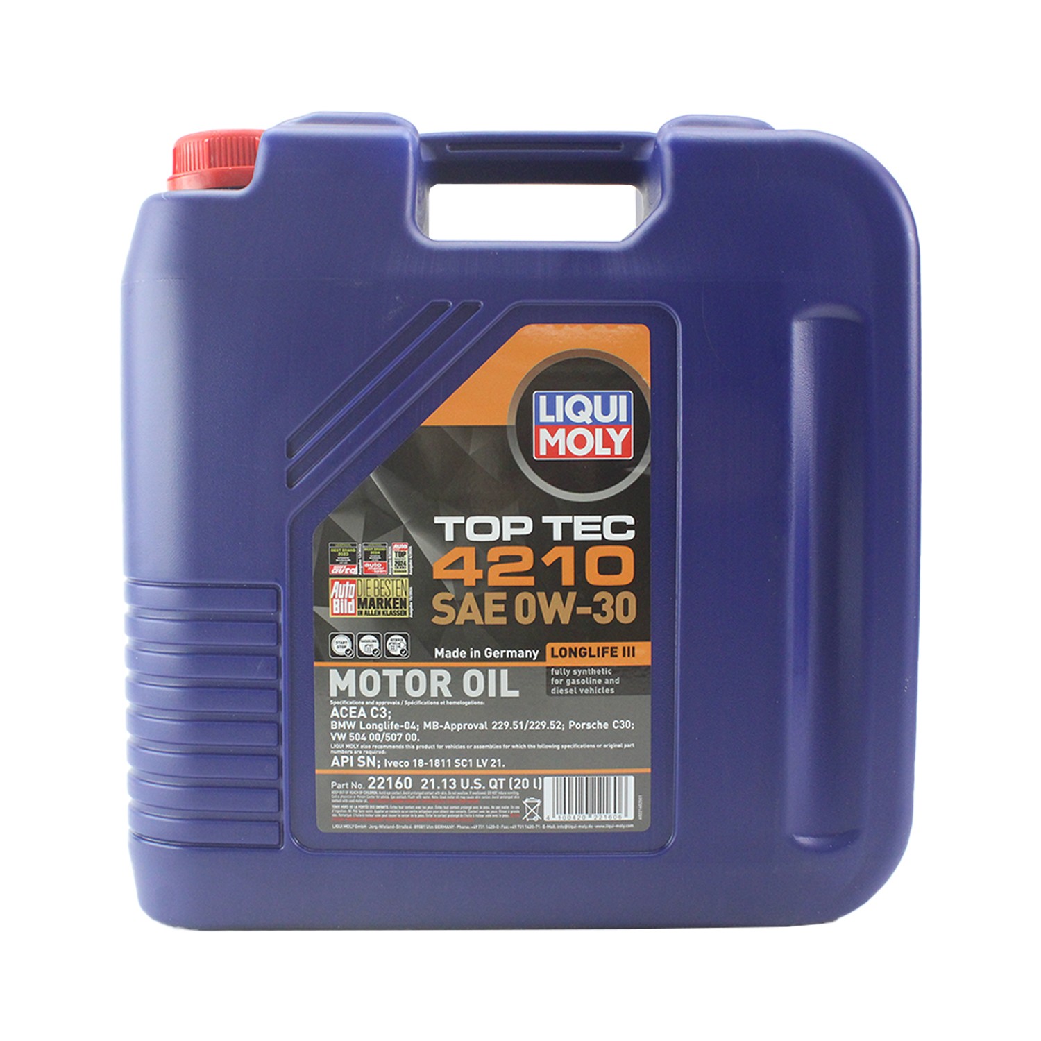Liqui Moly 22160 Engine Motor Oil - Top Tec 4210 0W-30 (20 L)