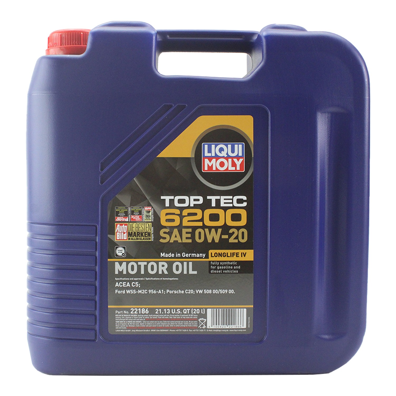 Liqui Moly 22186 Engine Motor Oil - Top Tec 6200 0W-20 (20 L)