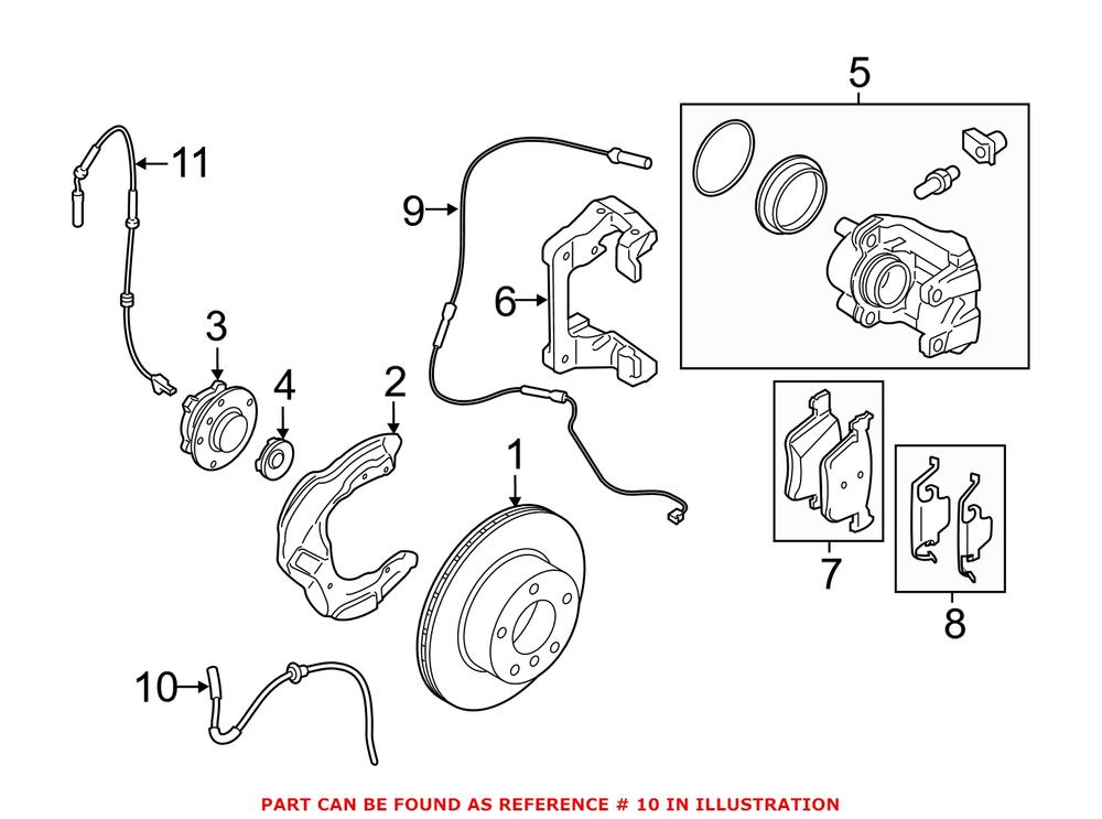 Genuine BMW 34526869320 - ABS Wheel Speed Sensor (Front)