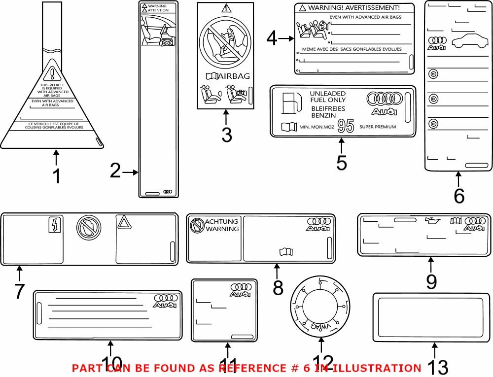 Genuine VW/Audi 4G8010502EF - Tire Information Label