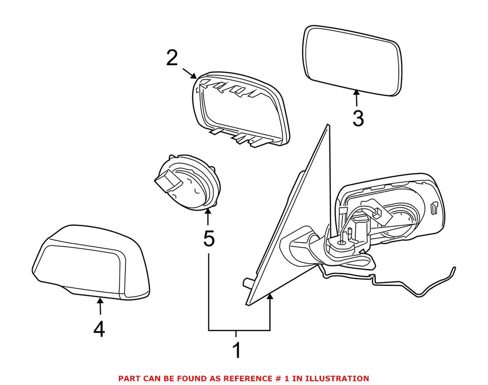 Genuine BMW 51167039902 - Door Mirror Housing (Front Right)