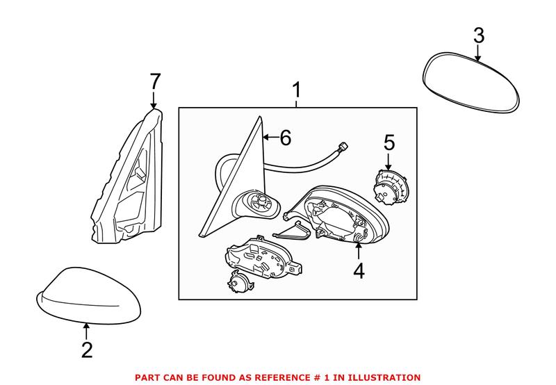 Genuine BMW 51167268195 - Door Mirror (Left)