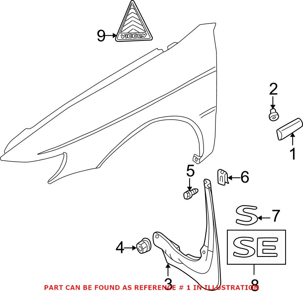 Genuine Saab 5123286 - Fender Molding (Front Left)