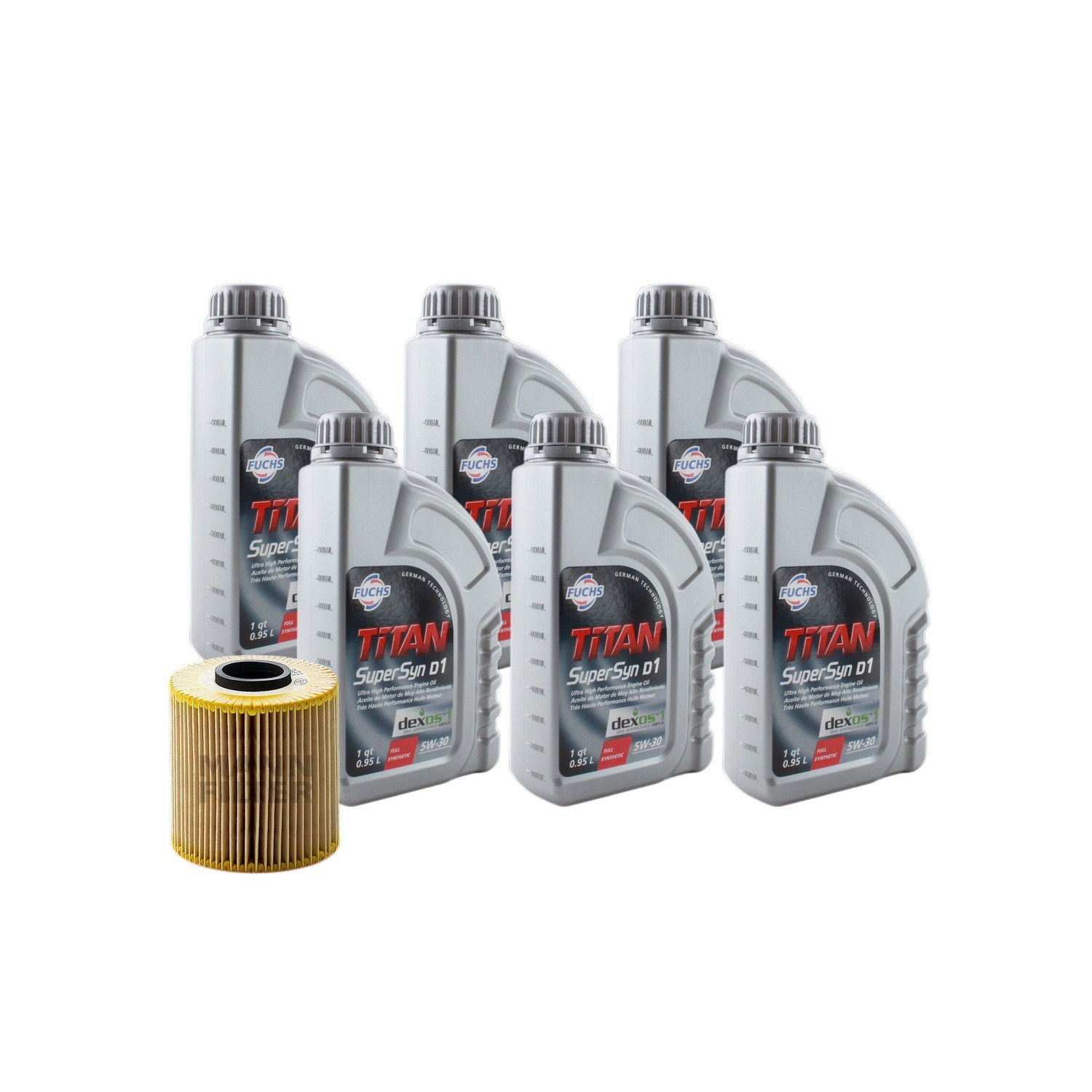 Fuchs TITAN SUPERSYN D1 SAE 5W-30 Engine Oil Change Kit - 6Qt - Mann Filter