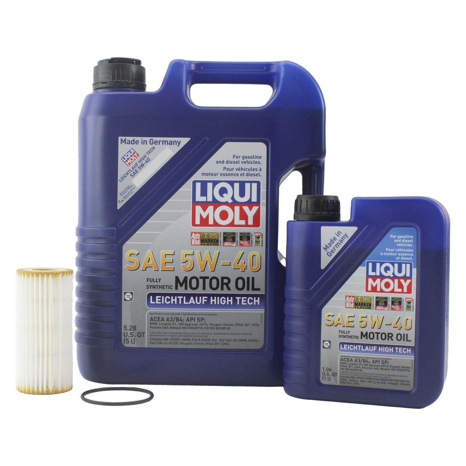 Liqui Moly Leichtlauf High Tech 5W-40 Engine Oil Change Kit - 6L - Mahle Filter