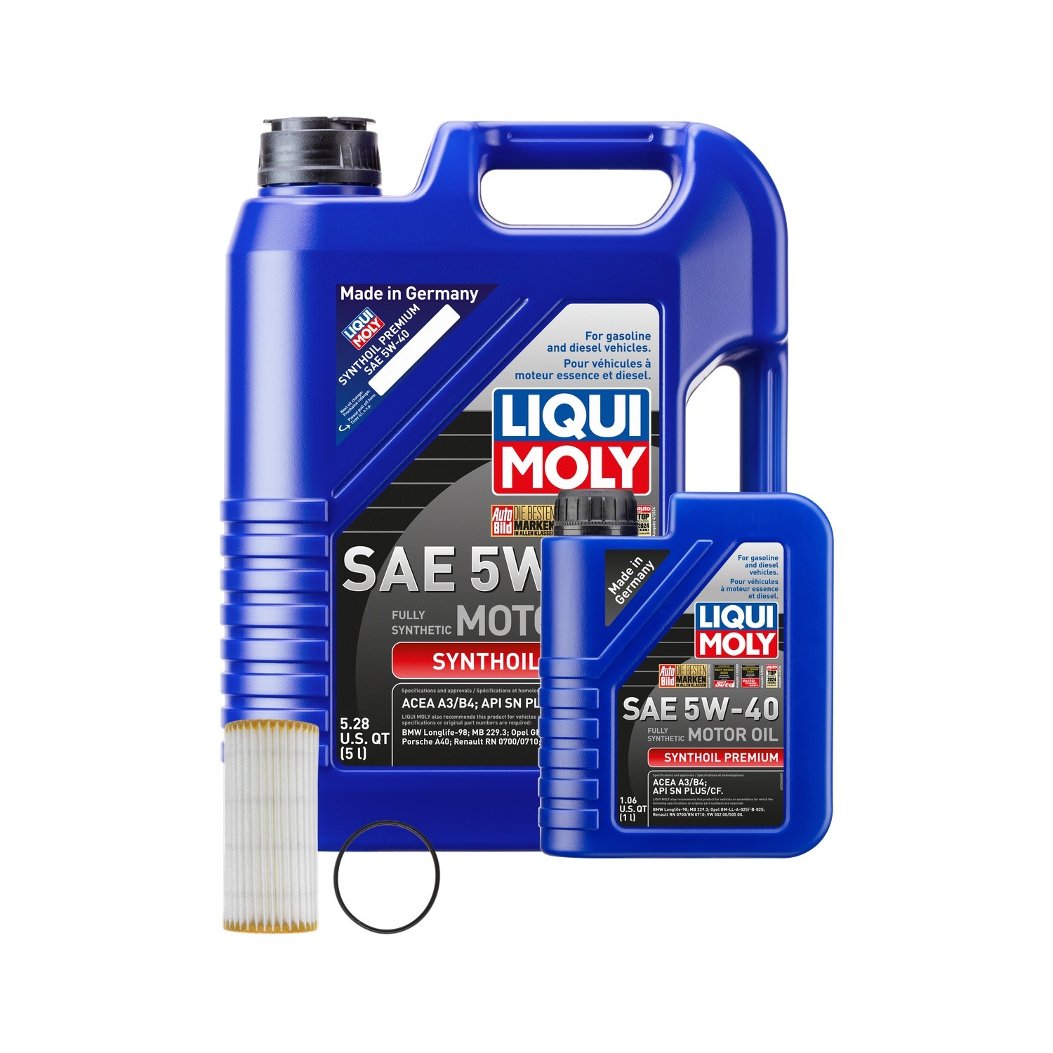 Liqui Moly Synthoil Premium 5W-40 Engine Oil Change Kit - 6L - Mahle Filter
