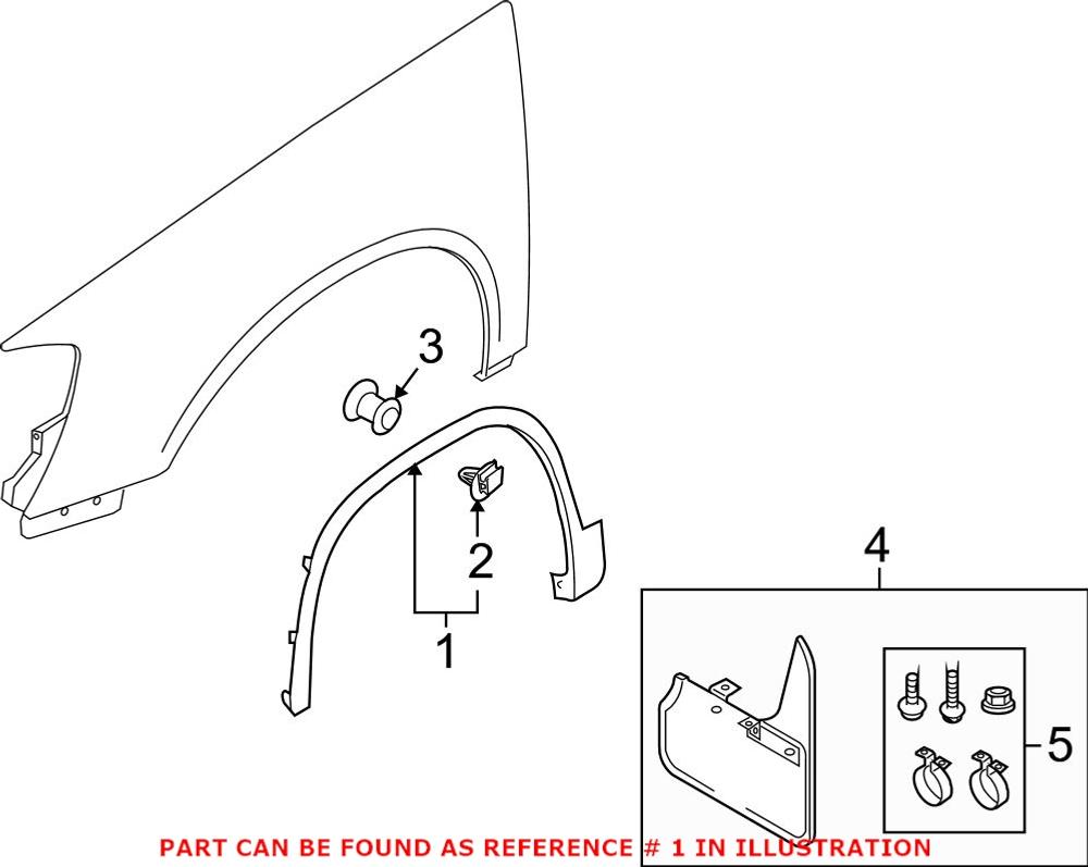 Genuine VW/Audi 5N0854731B9B9 - Wheel Arch Molding (Front Left)
