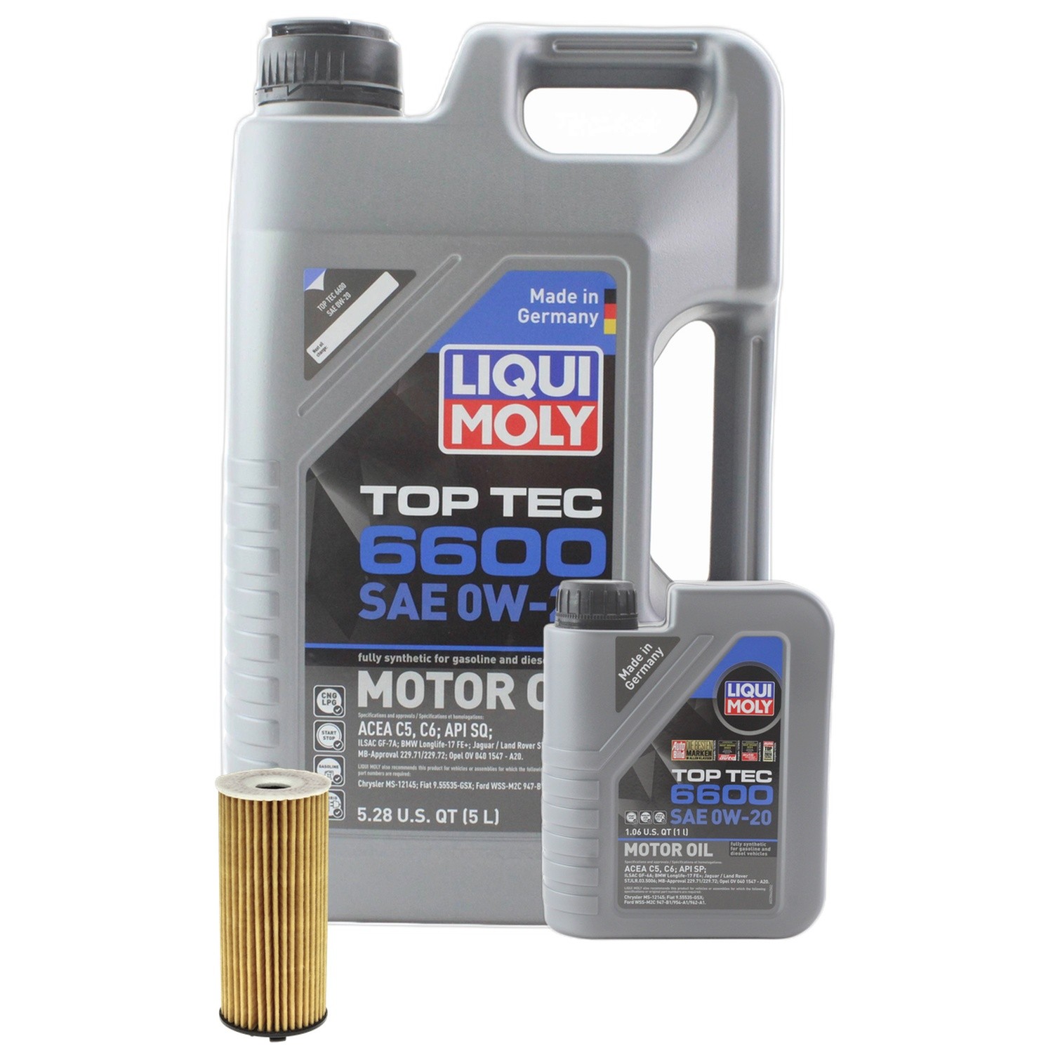 Liqui Moly Top Tec 6600 0W-20 Engine Oil Change Kit - 6L - Mahle Filter
