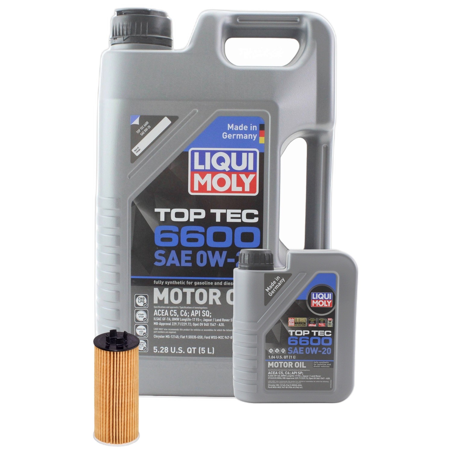 Liqui Moly Top Tec 6600 0W-20 Engine Oil Change Kit - 6L - Hengst Filter