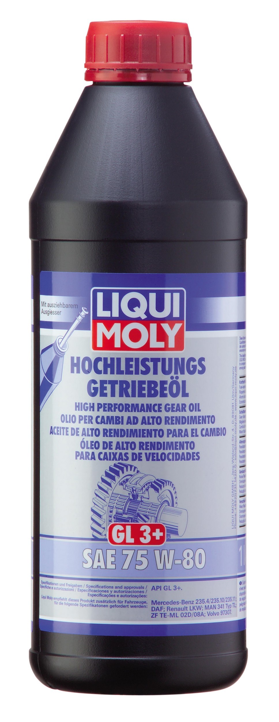 Liqui Moly 22080 High Performance Gear Oil (GL3+) SAE 75W-80 (1 L)
