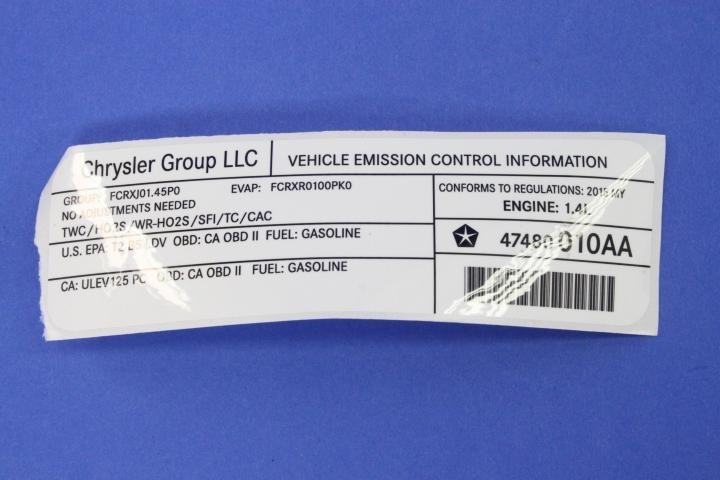 Mopar 47480010AA - Emission Label