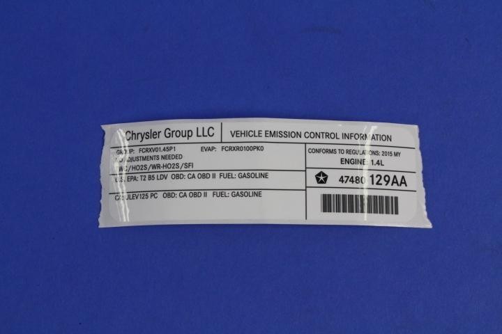 Mopar 47480129AA - Emission Label