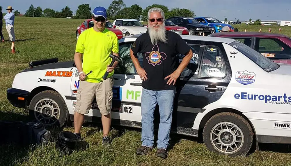 Adam Hardin and Chip Bratcher with all required tools for the Rallycross National Challenge